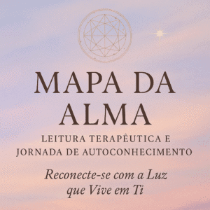 Capa do produto Mapa da Alma: Leitura Terapêutica e Jornada de Autoconhecimento, com fundo em tons pastéis e símbolo dourado de mandala celestial.